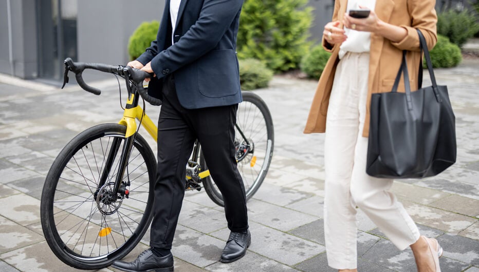 Man and women walking